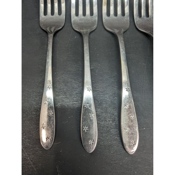 All American Stainless By Oneida Starburst Pattern 4 Salad Fork 1 Spreader - Picture 2 of 8